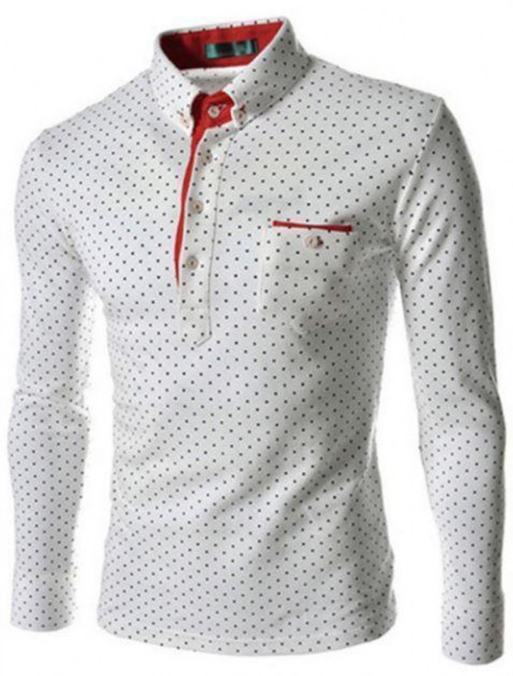 Koszula Z Kołnierzykiem W Kropki Slim Fit Dress Shirt