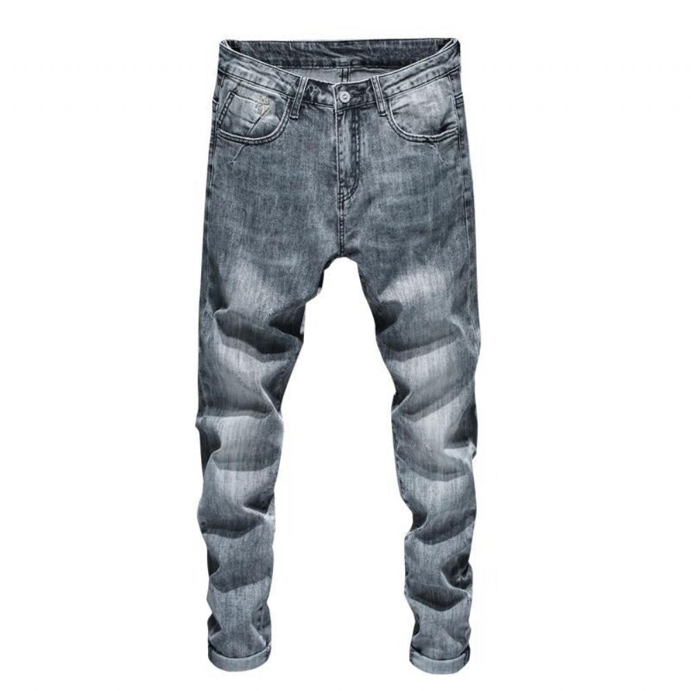 Designerskie Jasnoszare Jeansy Skinny Ze Stretchem