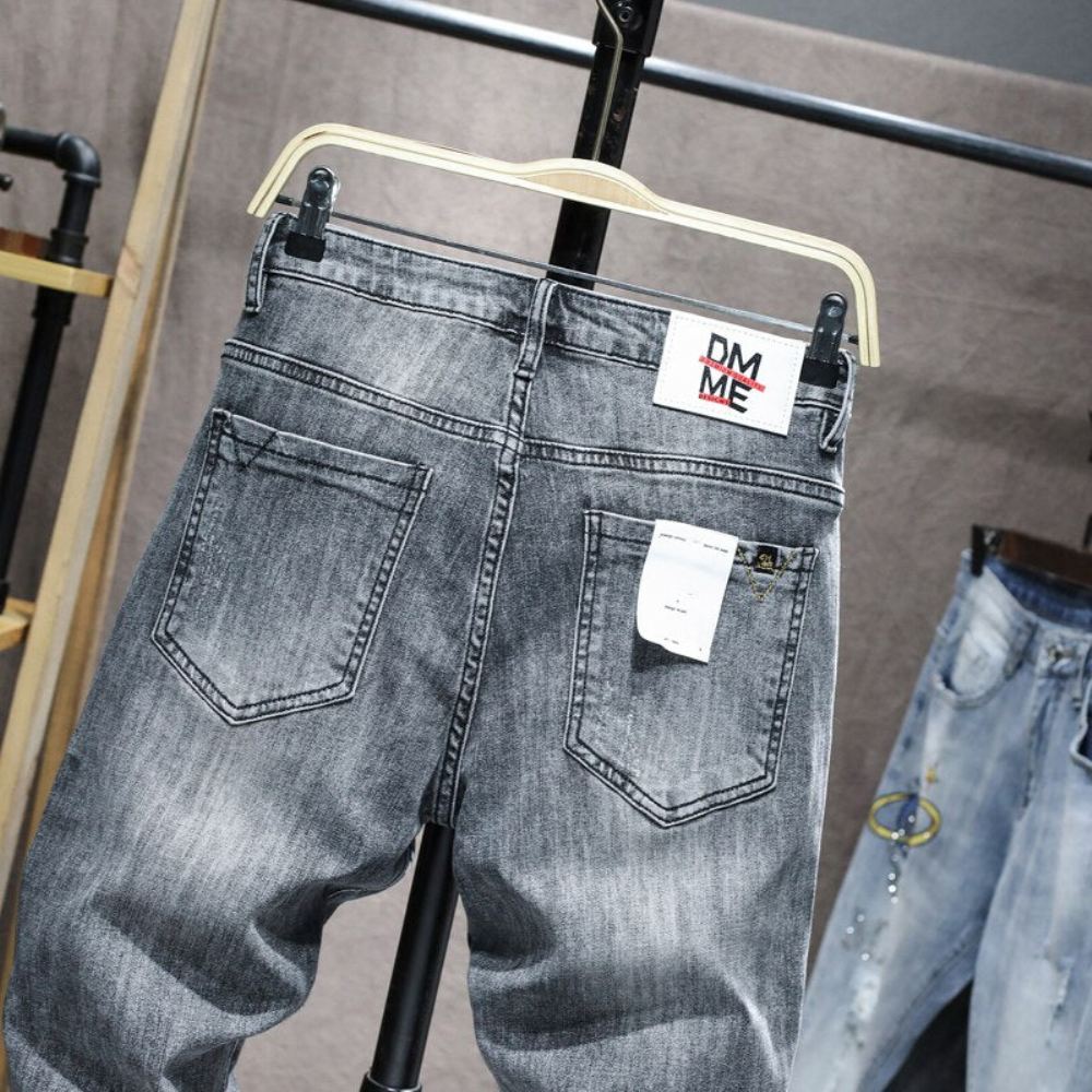 Designerskie Jasnoszare Jeansy Skinny Ze Stretchem