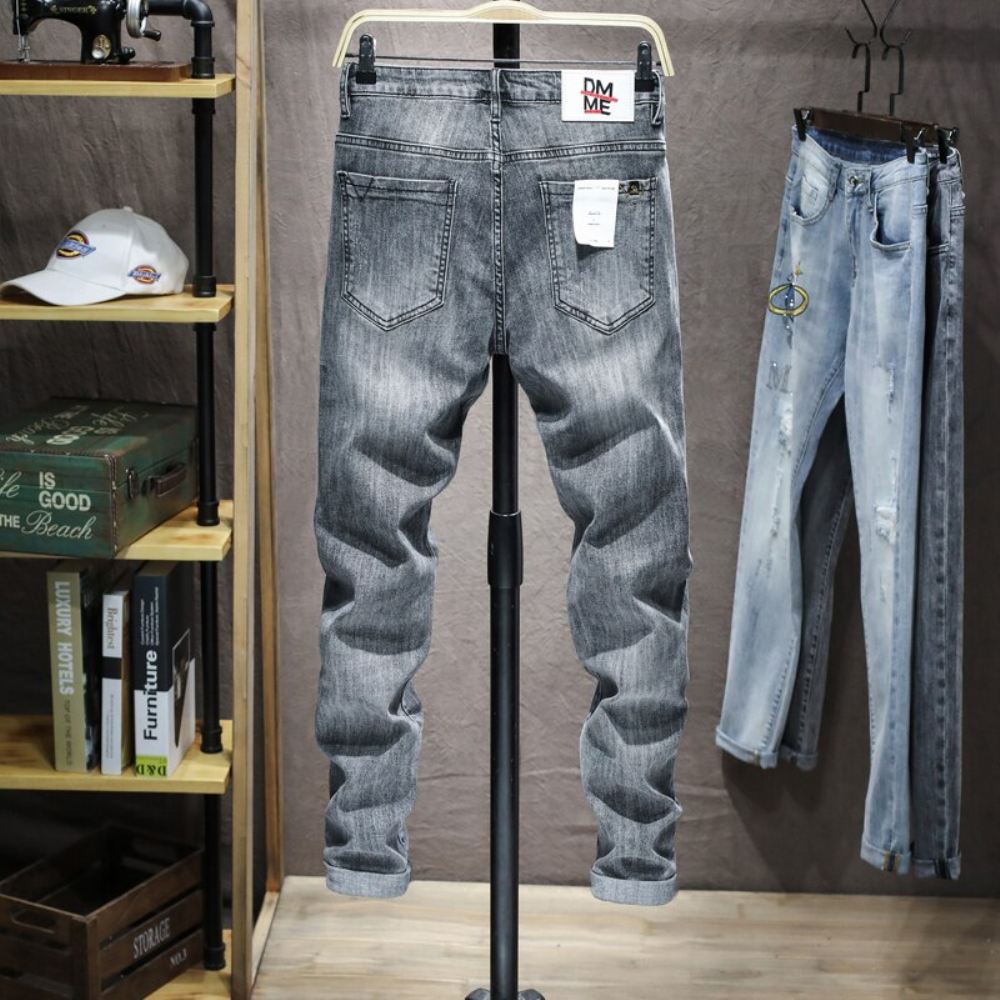 Designerskie Jasnoszare Jeansy Skinny Ze Stretchem