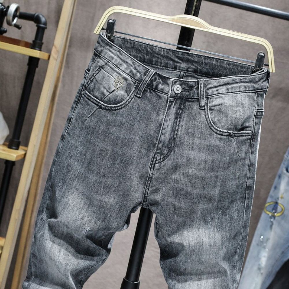 Designerskie Jasnoszare Jeansy Skinny Ze Stretchem