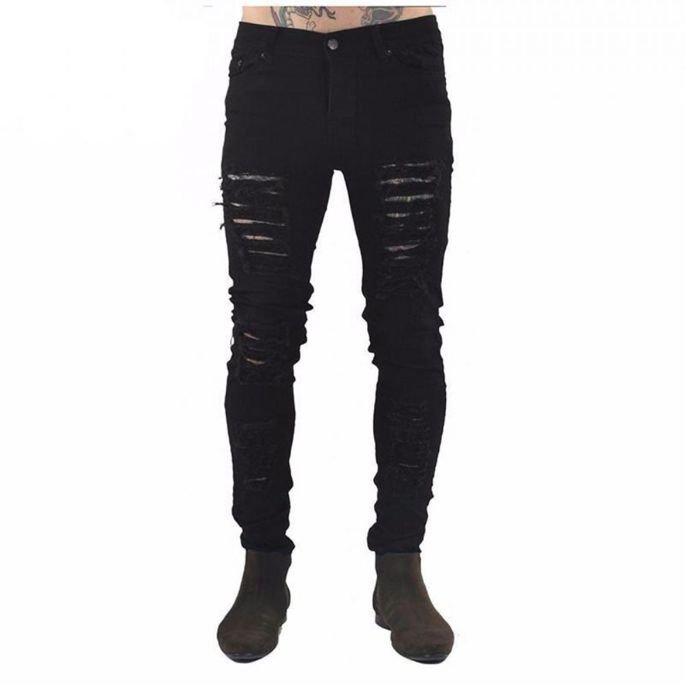 Hip Hop Swag Distressed Slim Jeans 3 Kolory