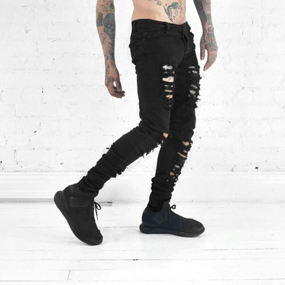 Hip Hop Swag Distressed Slim Jeans 3 Kolory