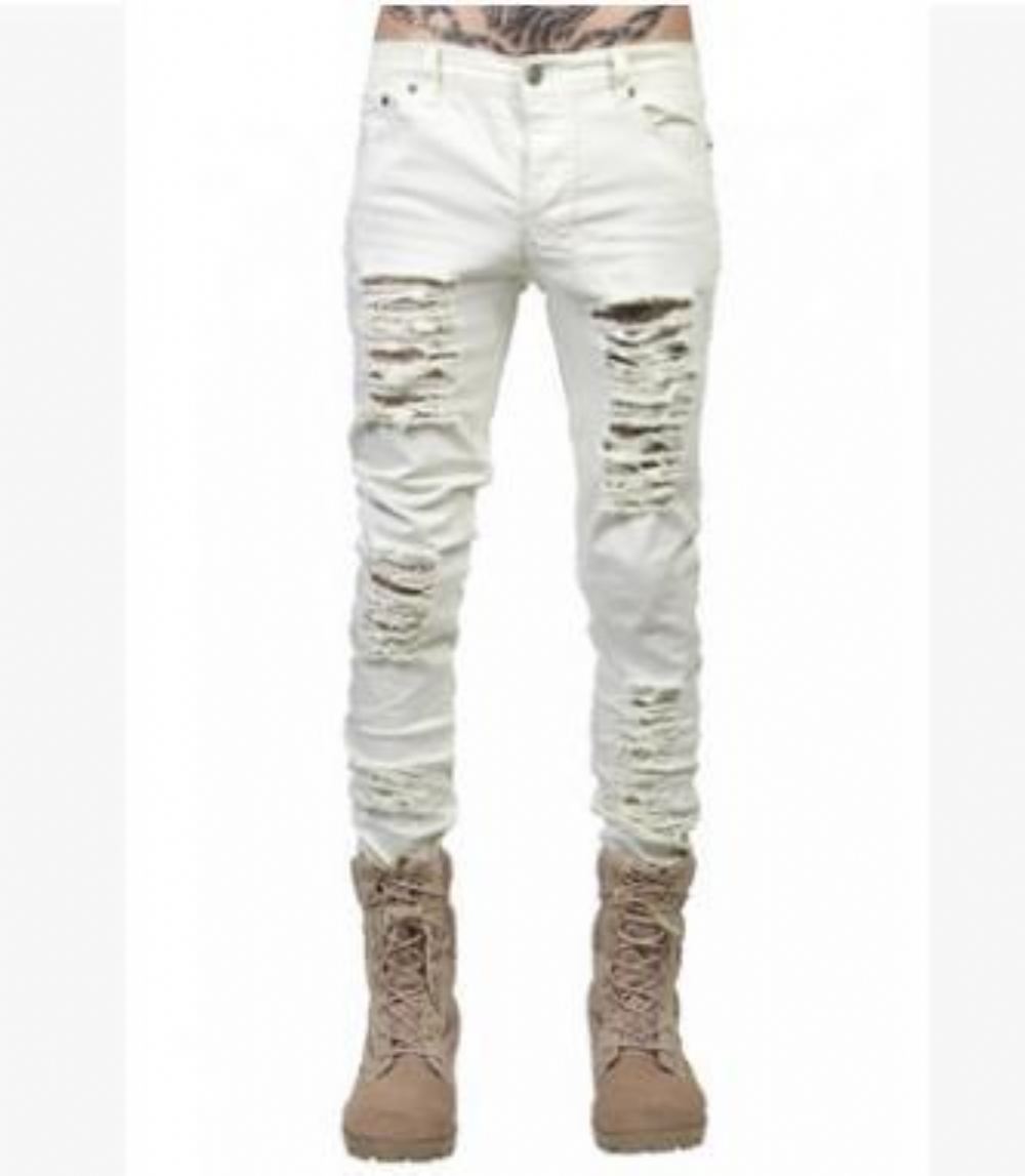 Hip Hop Swag Distressed Slim Jeans 3 Kolory