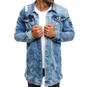 Długa Kurtka W Stylu Distressed Denim Street