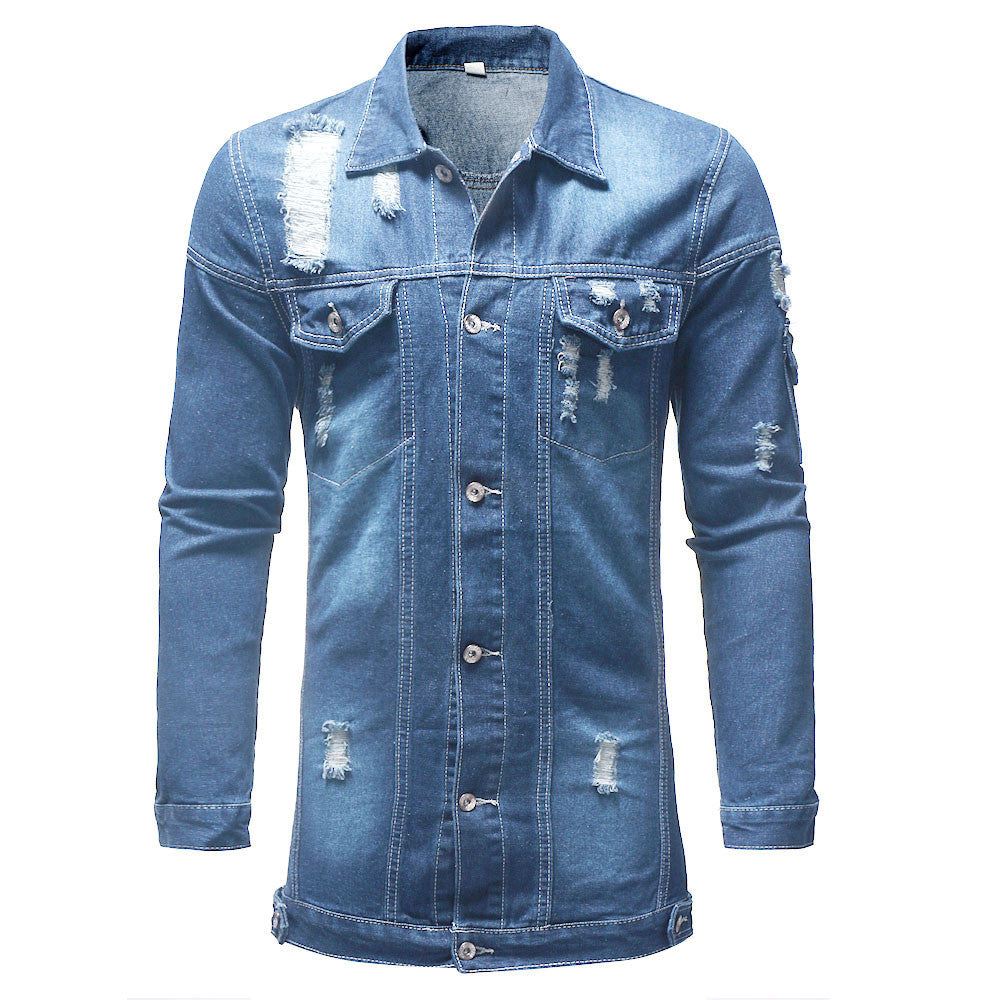 Długa Kurtka W Stylu Distressed Denim Street