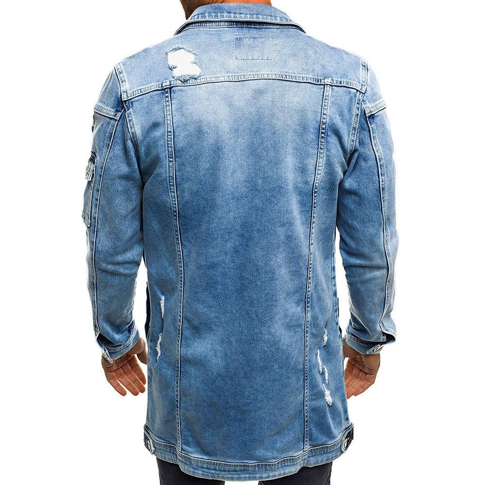 Długa Kurtka W Stylu Distressed Denim Street