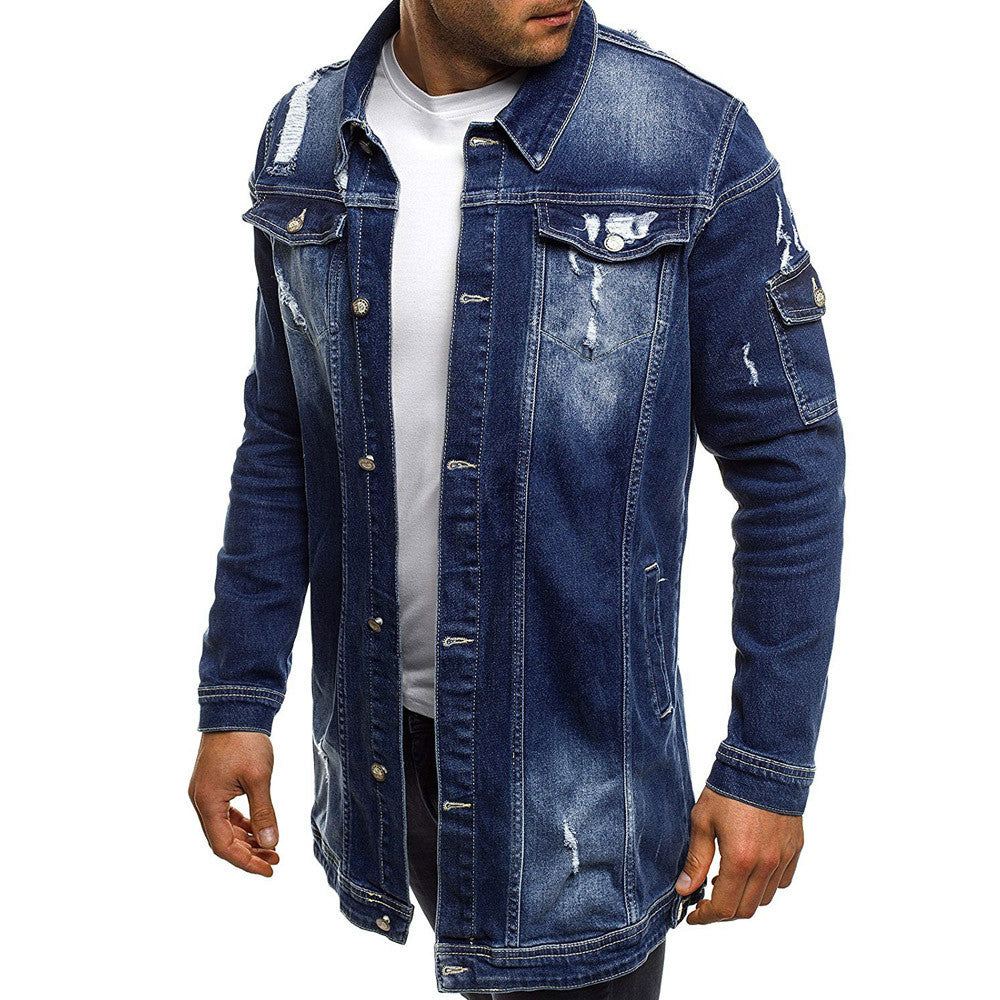 Długa Kurtka W Stylu Distressed Denim Street