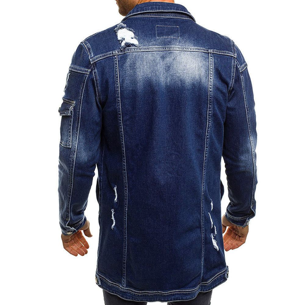 Długa Kurtka W Stylu Distressed Denim Street