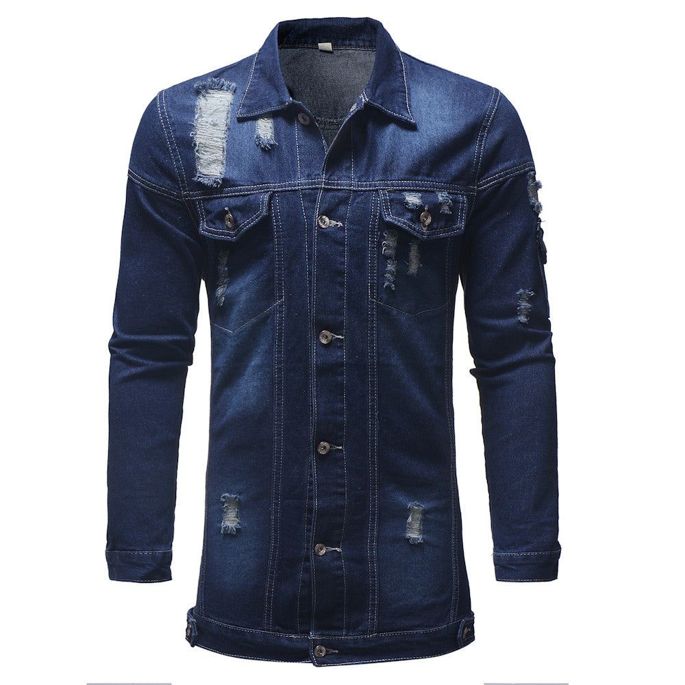 Długa Kurtka W Stylu Distressed Denim Street