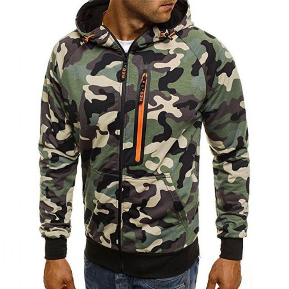 Zimowe Bluzy Z Kapturem Camo