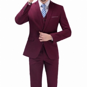 - Luksusowy 3-częściowy Garnitur Slim Fit