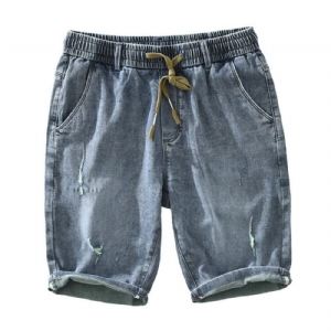 Cienki Trend Elastyczny Tie Prosty Denim Short