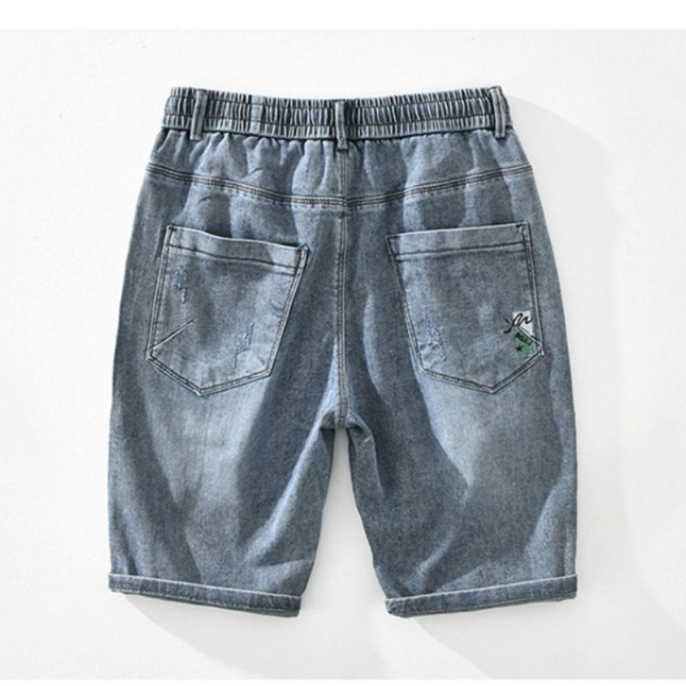 Cienki Trend Elastyczny Tie Prosty Denim Short