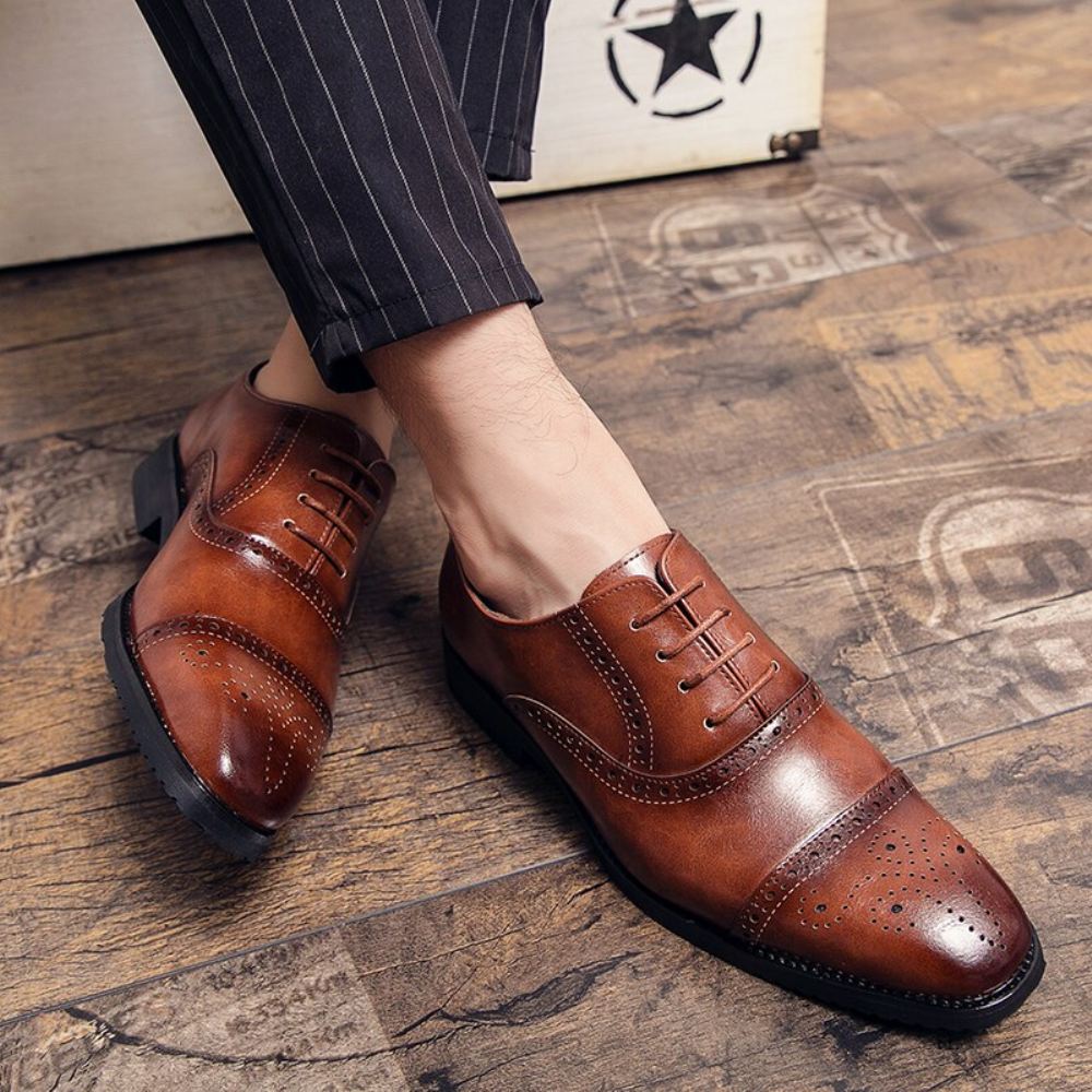 Całe Cięcie Fashion Pointed Toe Business Dress Shoes