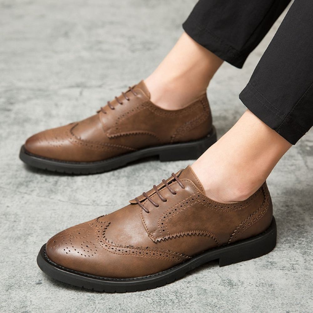 Męskie Buty Brogue British Casual Skórzane Buty Do Sukienki