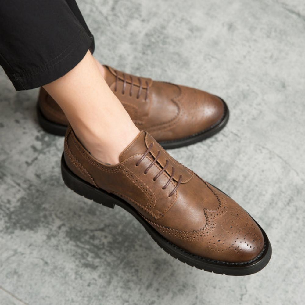 Męskie Buty Brogue British Casual Skórzane Buty Do Sukienki