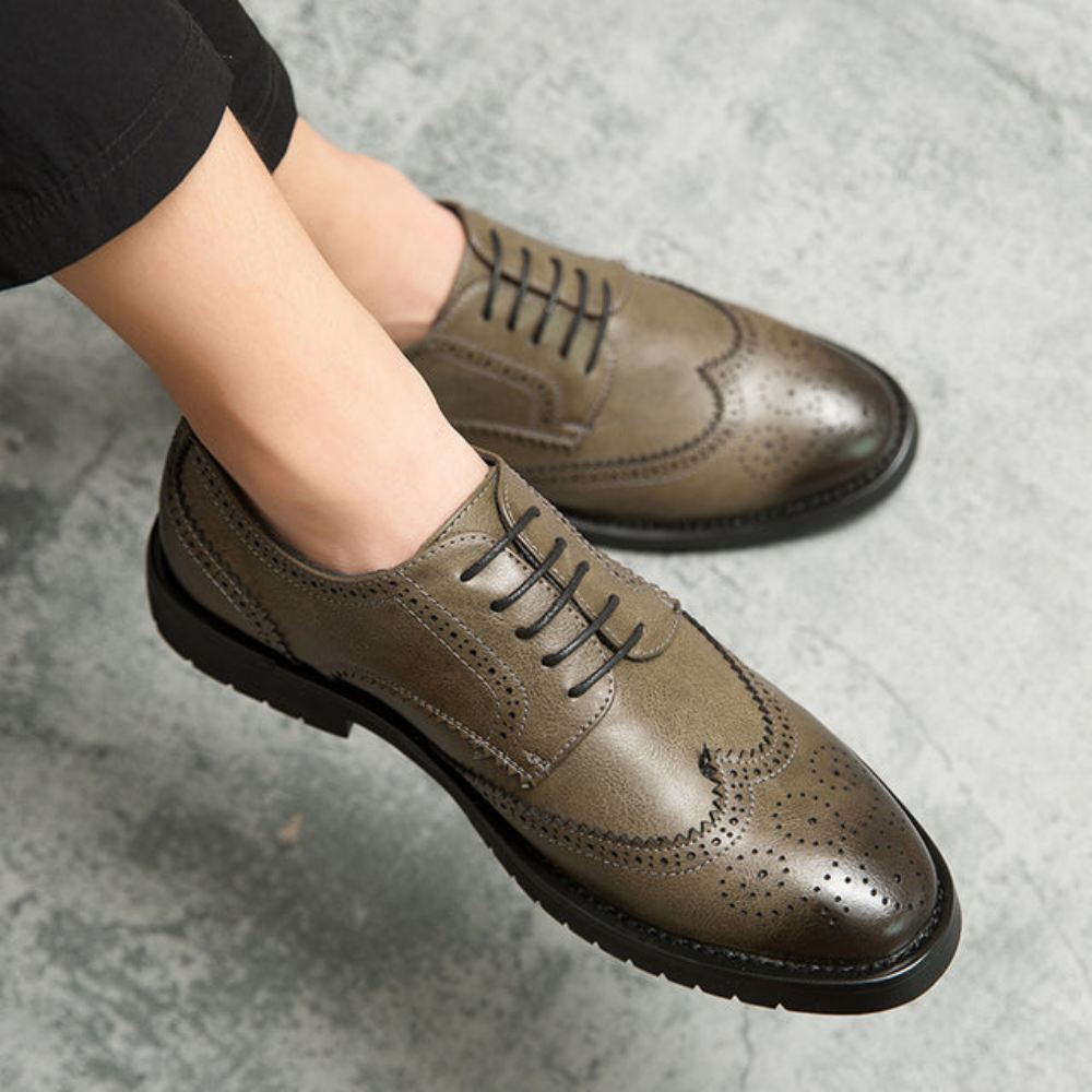 Męskie Buty Brogue British Casual Skórzane Buty Do Sukienki